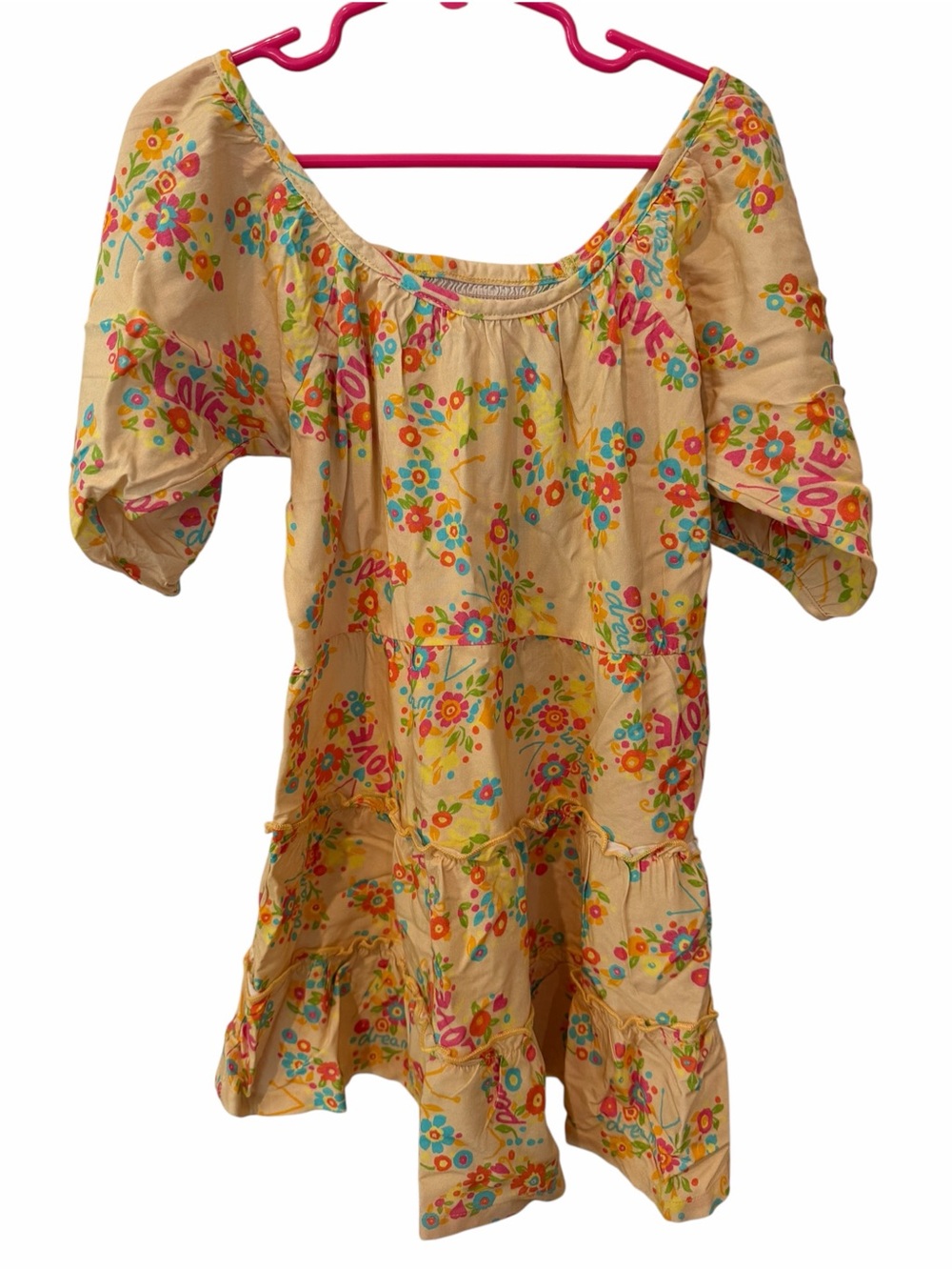 Chaser Girls Floral Tiered Dress Size 6 Puff Sleeve Boho NWT